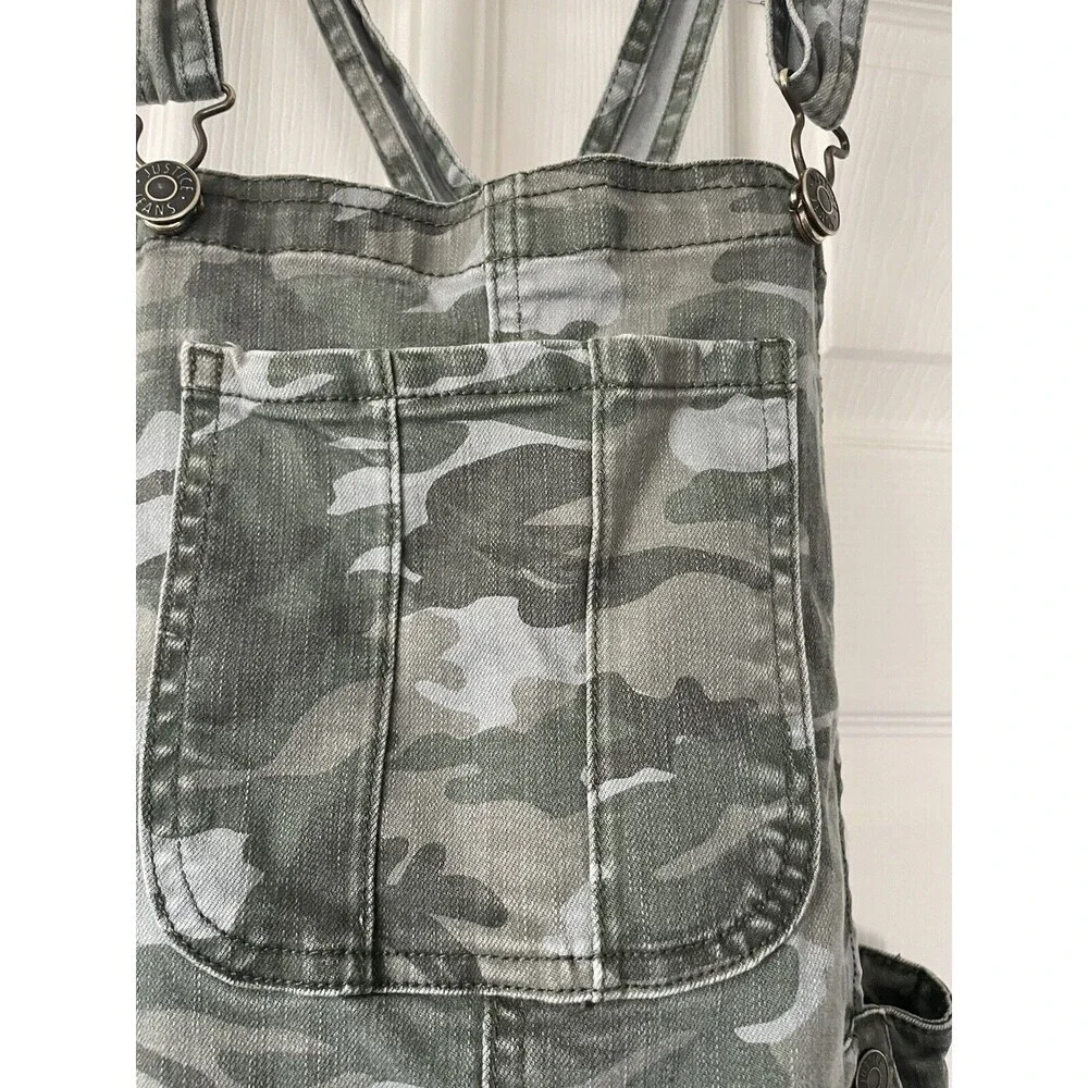 Justice Girls Overalls Size 18 Camouflage Green Adjustable Pockets